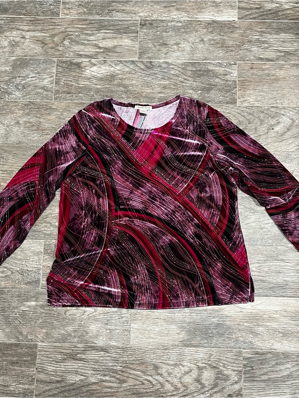 Magenta Swirl Print Long-Sleeve Top